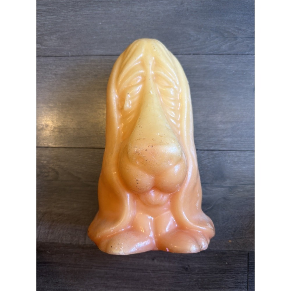 Vintage MCM Large Candle Animated Dog Droopy 11" Tall Made In USA Orange